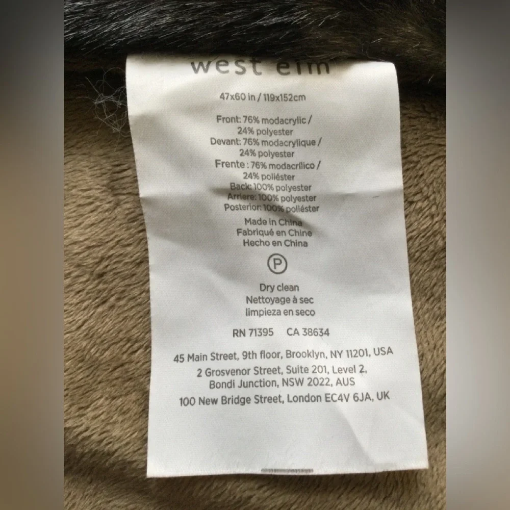 West Elm faux fur throw